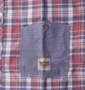 OUTDOOR PRODUCTS 異素材使いチェック半袖シャツ レッド系: 胸ポケット