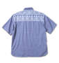 OUTDOOR PRODUCTS ヨークプリント半袖ワークシャツ ネイビー: バックスタイル