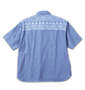 OUTDOOR PRODUCTS ヨークプリント半袖ワークシャツ ブルー: バックスタイル