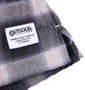 OUTDOOR PRODUCTS 綿麻オンブレチェック半袖オープンシャツ ブラック系: 左裾ロゴネーム