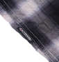 OUTDOOR PRODUCTS 綿麻オンブレチェック半袖オープンシャツ ブラック系: 右裾ロゴネーム