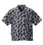 OUTDOOR PRODUCTS パイナップル柄リップル半袖オープンシャツ ブラック: