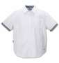 OUTDOOR PRODUCTS 異素材使い綿麻半袖シャツ オフホワイト: 袖ロールアップ