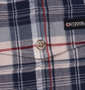 OUTDOOR PRODUCTS チェック半袖マウンテンシャツ ネイビー: 左フラップポケット
