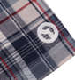 OUTDOOR PRODUCTS チェック半袖マウンテンシャツ ネイビー: 左袖口刺繡