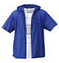 launching pad スラブボーダー半袖パーカー+半袖Tシャツ ブルー×ホワイト: