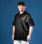GLADIATE ブロックジャガード刺繍半袖ポロシャツ ブラック: