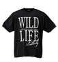 WILD LIFE ボーダー柄ノースリーブパーカー+半袖Tシャツ ワイン×ブラック: Tシャツ