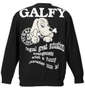 GALFY アップリケ刺繍クルートレーナー ブラック: バックスタイル