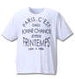 launching pad 甘編みワッフルショールカーディガン+半袖Tシャツ グレー杢×ホワイト: 半袖Tシャツ