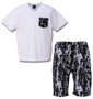 SHOCK NINE 半袖Tシャツ+ハーフパンツ ホワイト×ブラック: