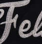 FELIX THE CAT チェーン刺繍&プリント半袖Tシャツ ブラック×ベージュ: 刺繡