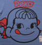 PeKo&PoKo ビッグフェイスプリント半袖Tシャツ ブルー杢: プリント拡大