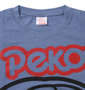 PeKo&PoKo ビッグフェイスプリント半袖Tシャツ ブルー杢: