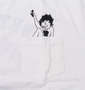 BETTY BOOP プリント&刺繍ハート&ローズ半袖Tシャツ オフホワイト: 胸ポケット