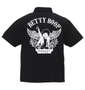 BETTY BOOP 鹿の子プリント&刺繍ウイング&ローズ半袖ポロシャツ ブラック: バックスタイル