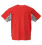 VANS チェッカースリーブ半袖Tシャツ レッド: バックスタイル