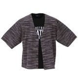 COLLINS カットバニラン五分袖カーディガン+半袖Tシャツ メランジブラック×ブラック