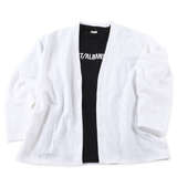 BEAUMERE 膨れジャガード長袖カーディガン+半袖Tシャツ ホワイト×ブラック
