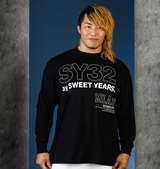 SY32 by SWEET YEARS スティックアウトロゴ長袖Tシャツ ブラック