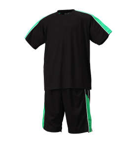 Mc.S.P 吸汗速乾半袖Tシャツ+ハーフパンツ ブラック×グリーン