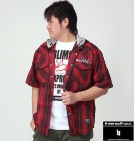 b-one-soul シャツ(半袖)+Tシャツ(半袖) レッド系×ホワイト