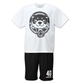 黒柴印和んこ堂 ハニカムメッシュ半袖Tシャツ+ハーフパンツ ホワイト×ブラック