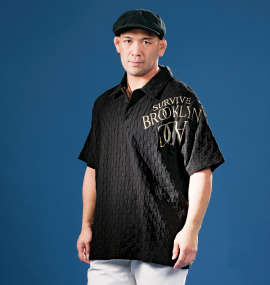 GLADIATE ブロックジャガード刺繍半袖ポロシャツ ブラック