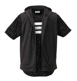 RIMASTER ノースリーブパーカー+半袖Tシャツ チャコール×ブラック