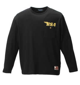 BSA MOTORCYCLES 天竺コンチョ釦ポケット付長袖Tシャツ ブラック