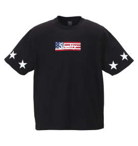 SHELTY 星条旗BOXロゴ刺繍半袖Tシャツ ブラック