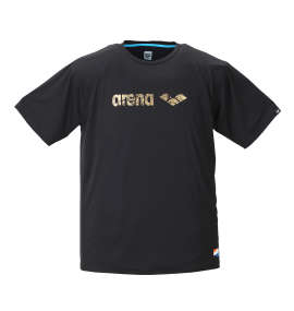 arena ラッシュガード半袖Tシャツ ブラック×ゴールド