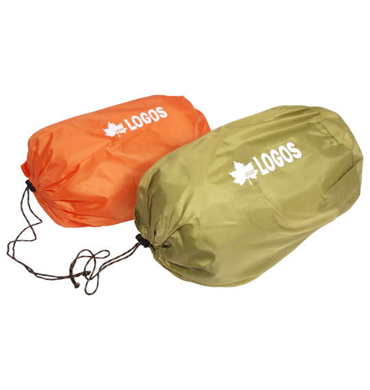LOGOS 2IN1・Wサイズ丸洗い寝袋・2 オレンジ×グリーン