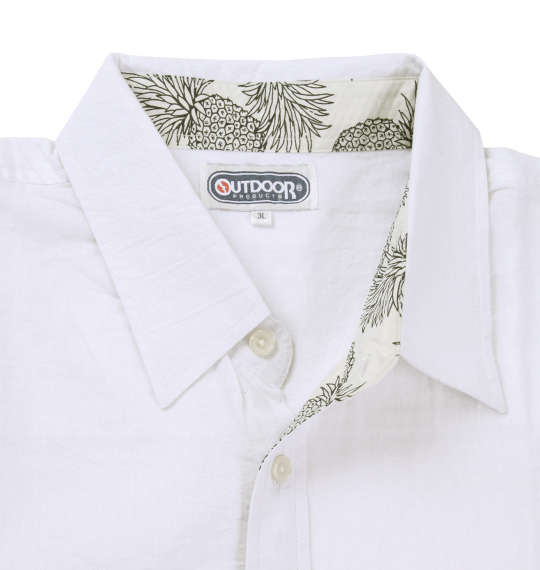 OUTDOOR PRODUCTS 異素材使い綿麻半袖シャツ オフホワイト