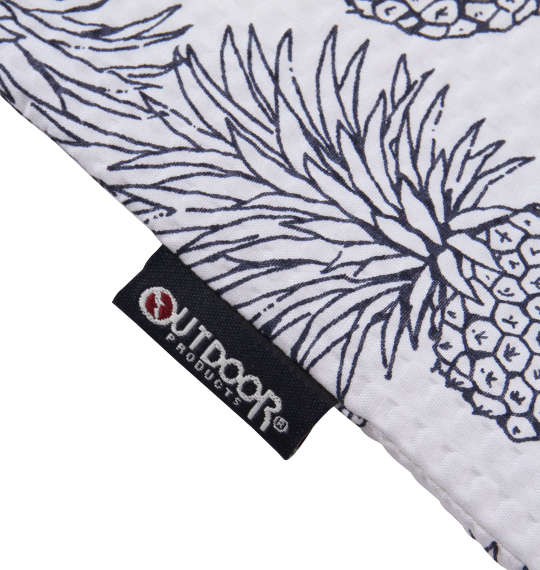 OUTDOOR PRODUCTS パイナップル柄リップル半袖オープンシャツ オフホワイト