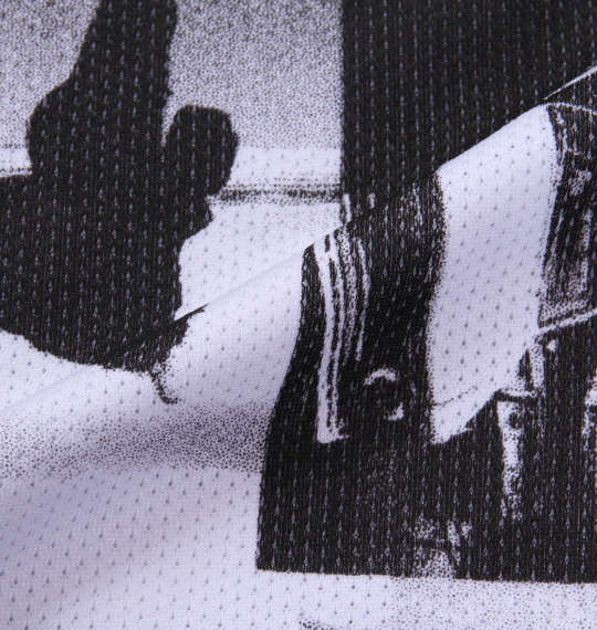 RIMASTER メッシュフォト総柄半袖パーカー+半袖Tシャツ ホワイト×ブラック
