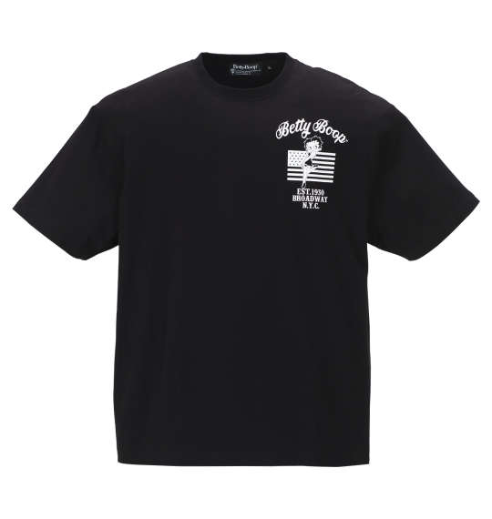 BETTY BOOP プリント&刺繍アメリカンフラッグ半袖Tシャツ ブラック