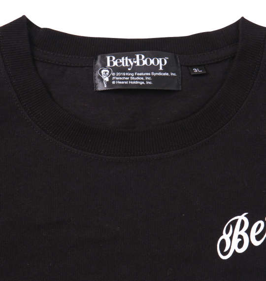 BETTY BOOP プリント&刺繍アメリカンフラッグ半袖Tシャツ ブラック