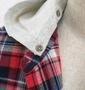 OUTDOOR PRODUCTS チェックネルシャツ レッド系: 取外し可能フード