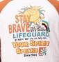 LIFE GUARD ラグランTシャツ オフホワイト×オレンジ: