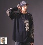 絡繰魂 和柄ラグランTシャツ スミクロ: 着用イメージ
