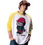 Gorilla ラグランTシャツ ホワイト×イエロー: