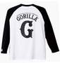 Gorilla ラグランTシャツ ホワイト×ブラック:
