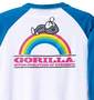 Gorilla ラグランTシャツ ホワイト×ターコイズ: