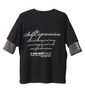b-one-soul フェイク五分袖キーネックTシャツ ブラック×チャコール:
