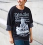 b-one-soul フェイク五分袖キーネックTシャツ ブラック×チャコール:
