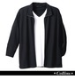 COLLINS ワッフルジップ+VTシャツ半袖 ブラック×ホワイト: