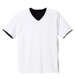 COLLINS ワッフルジップ+VTシャツ半袖 ブラック×ホワイト: