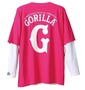 Gorilla Tシャツ ピンク×ホワイト: