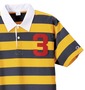 Champion ラガーシャツ半袖 イエロー×ネイビー: